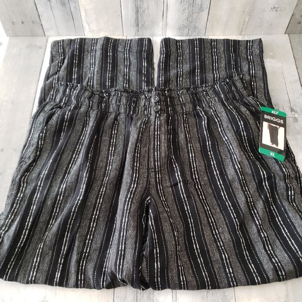 NWT - Briggs Ladies Linen Blend Black and White Pants Black Stripes - Size XL - Picture 6 of 11